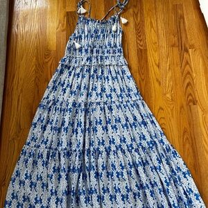 Blue and White Floral Maxi Dress